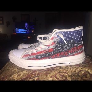 Converse style “fear no evil” made to order shoes